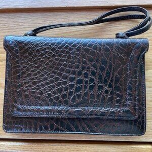 Vtg. 1950’s Hudson's Bay Co. LEATHER + SUEDE HANDBAG Embossed Croc/Gator/Snake
